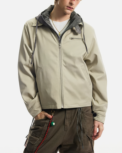♂♀Khaki Zip Front Jacket