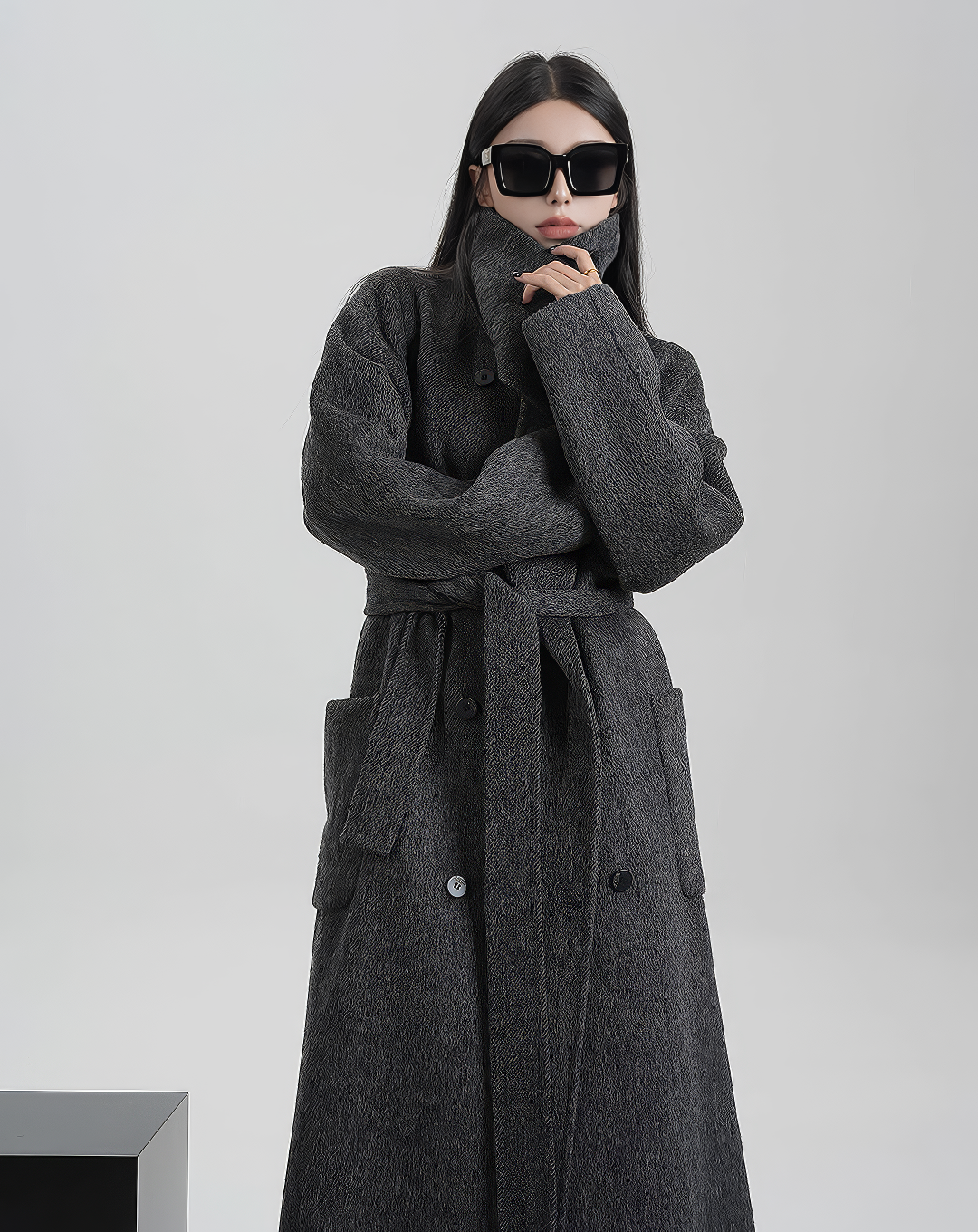 ♀100% WOOL High Neck Coat