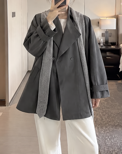 ♀Knit Cape Short Coat