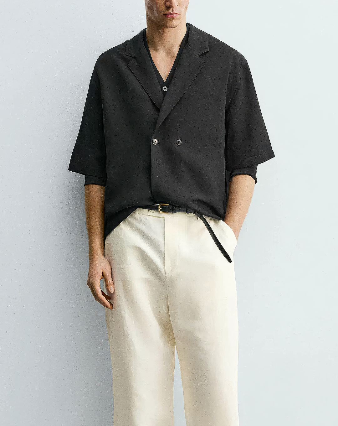♂Linen Blend Double Shirt