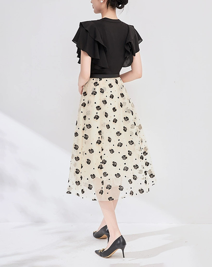 ♀Floral Pattern Chiffon Dress