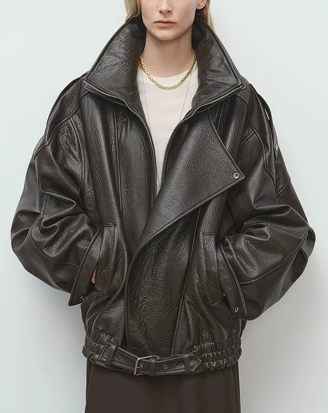 ♀本革／Oversized Real Leather Jacket