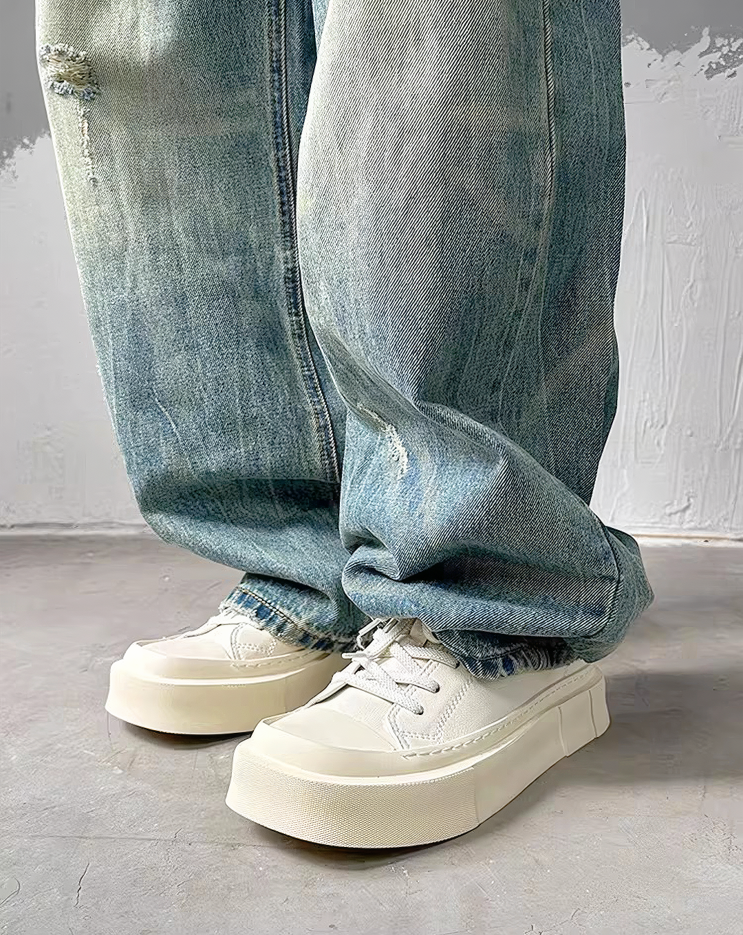 ♂♀本革／Square Toe Leather Sneakers