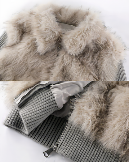 ♀Fur Combined Knit Blouson