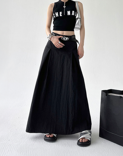 ♀Casual long tuck skirt