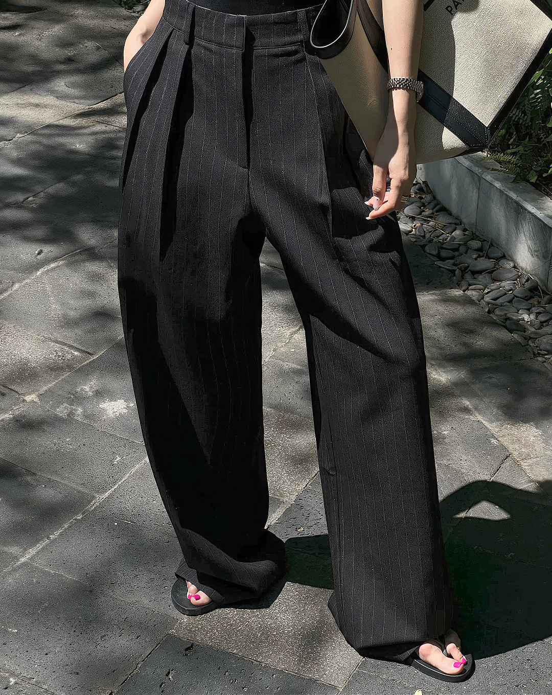 ♀Pinstripe Drape Pants