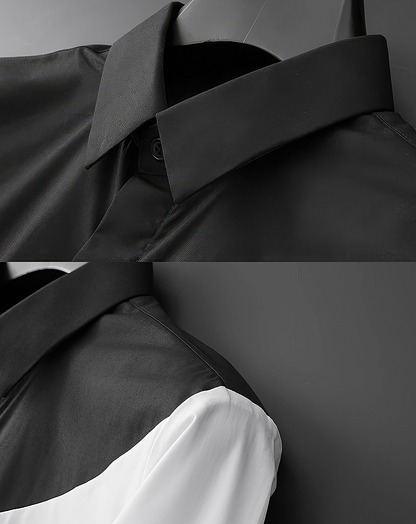 ♂Asymmetric Color Block Shirt