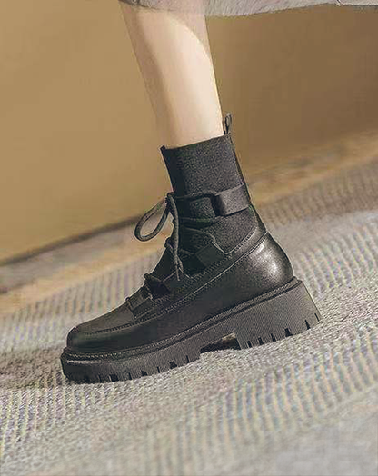 ♀Lace-Up Socks Boots