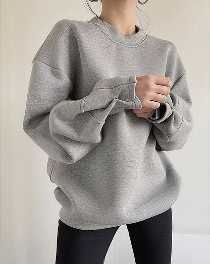 ♀Button Tuck Sleeve Sweatshirt