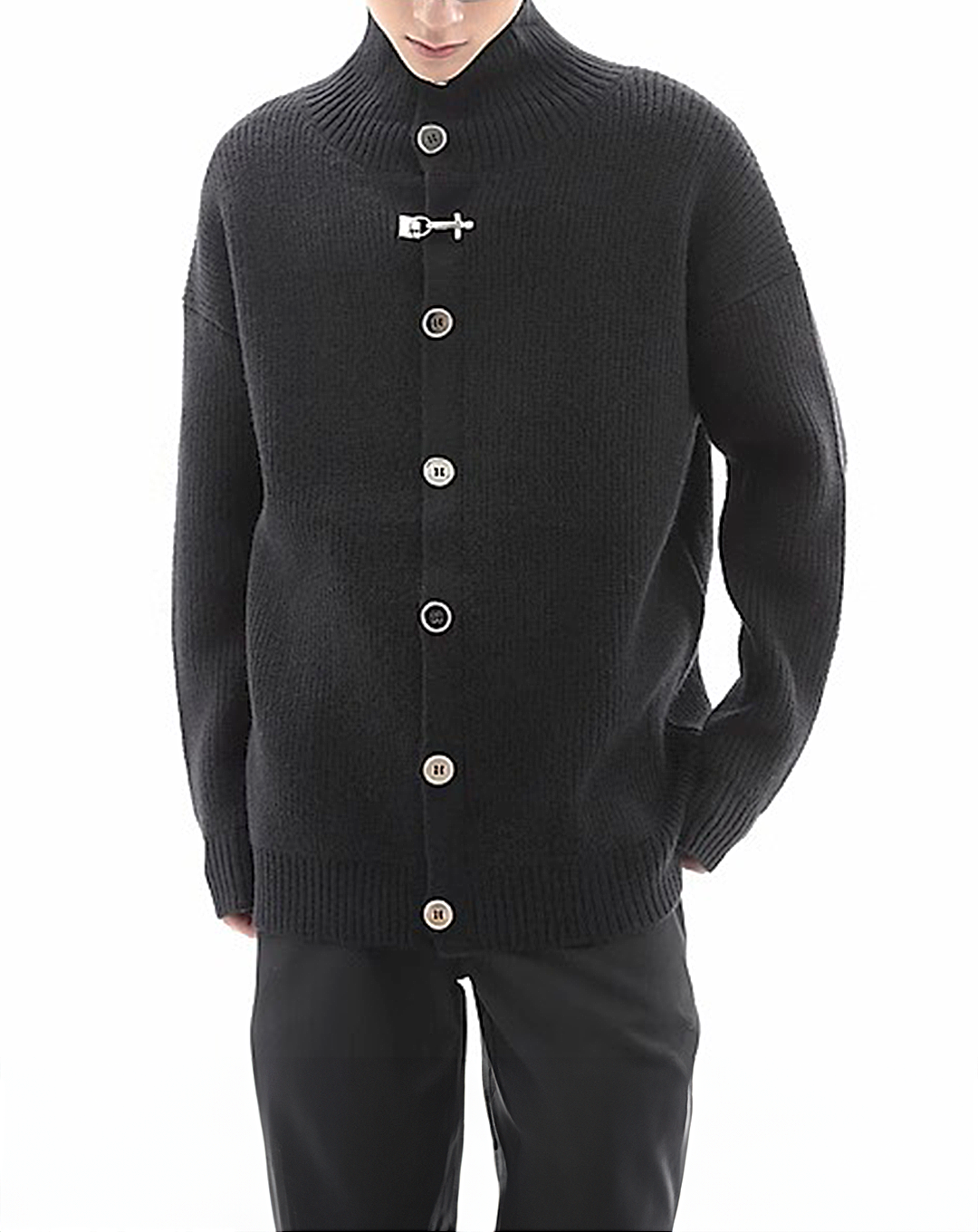 ♂High Neck Button Cardigan