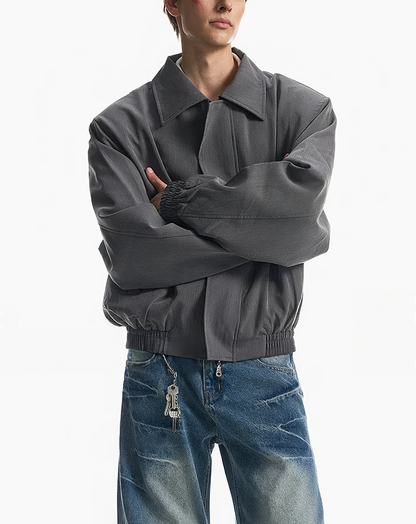 ♂♀ Gathered Hem Zip Jacket