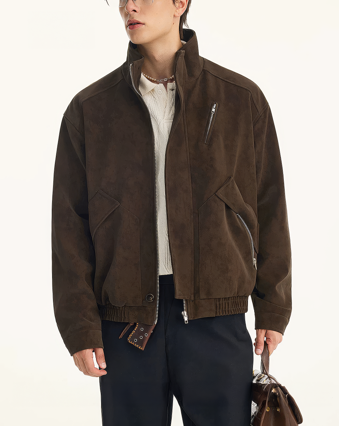 ♂♀Slant Zip Leather Jacket