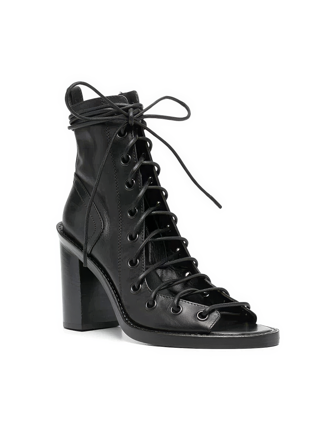 ♀本革／Lace-Up Open-Toe Boots