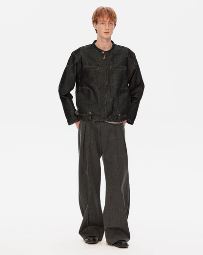 ♂Stand Collar Denim Jacket