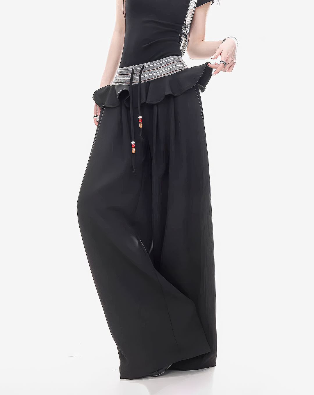 ♀Frilled Waist Wide Pants