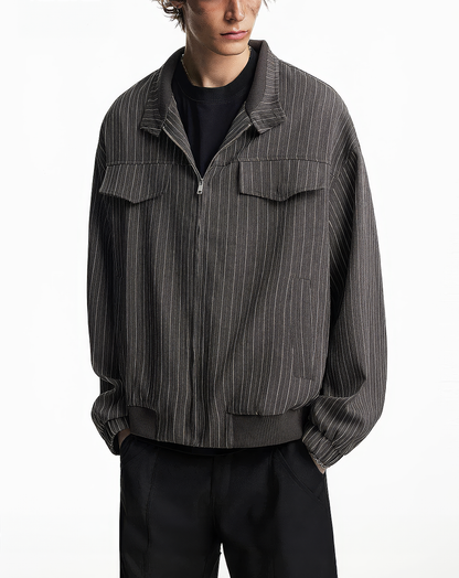 ♂♀Pinstripe Flap Pocket Jacket