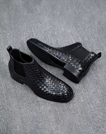 ♂Woven Pattern Chelsea Boots