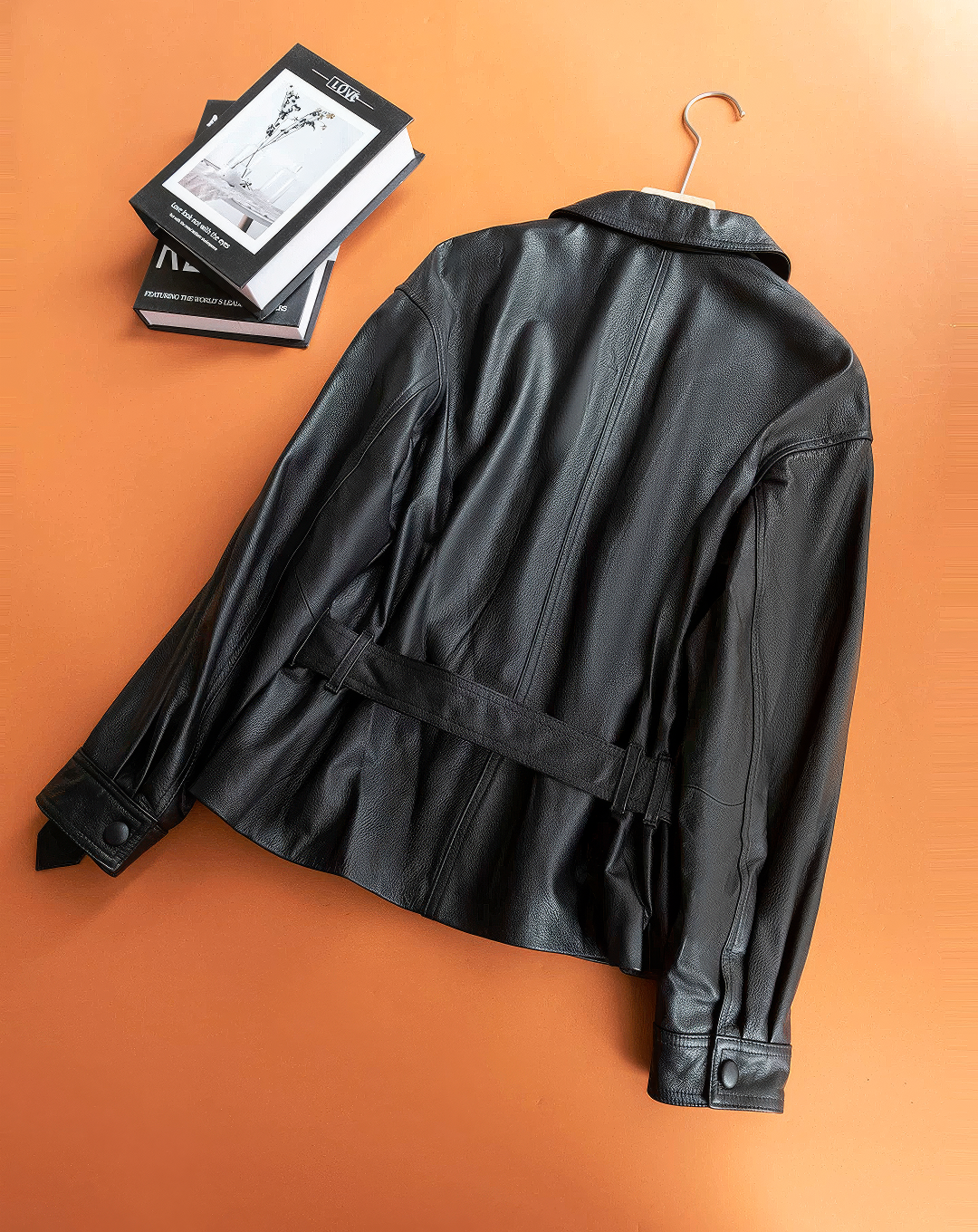 ♀本革／Real Leather Belted Jacket