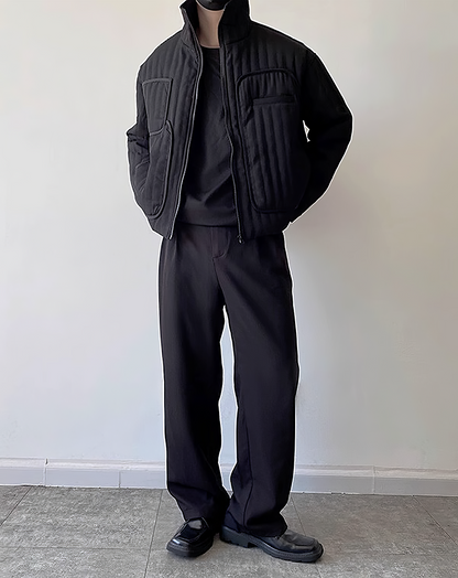 ♂Quilted Stand Collar Jacket