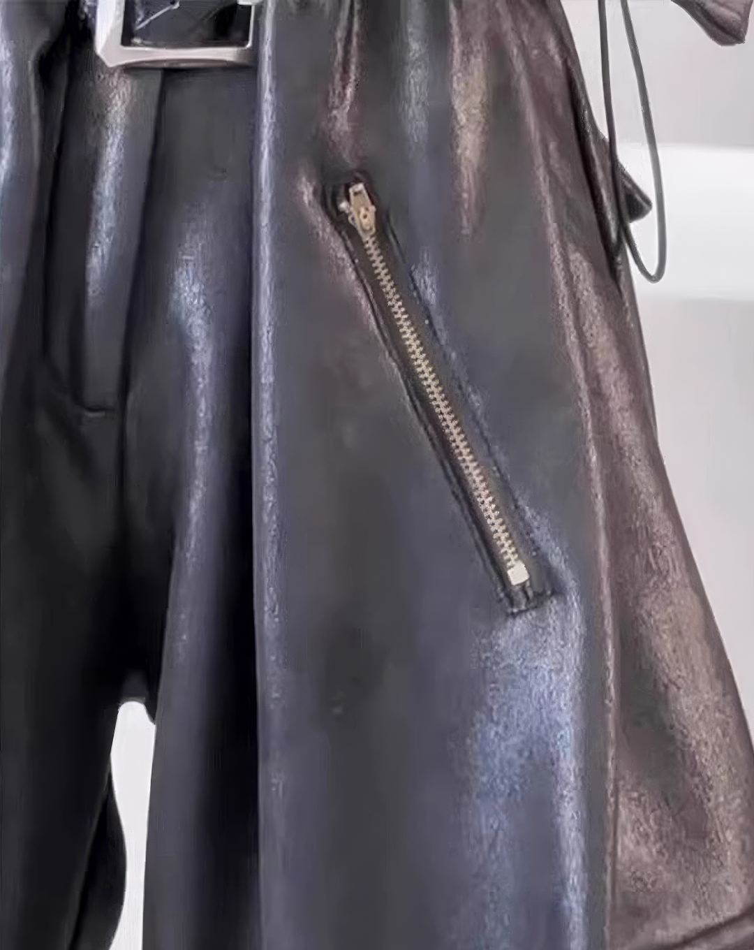 ♀Leather Cargo Pants