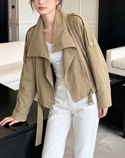 ♀Belted Biker Short Coat
