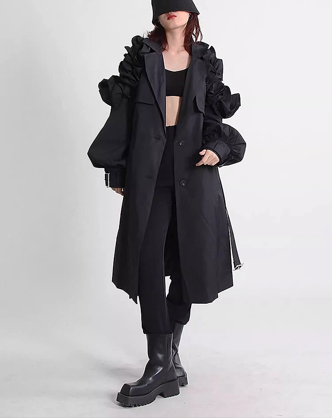 ♀Frill Sleeve Trench Coat