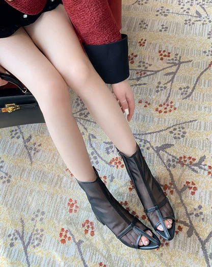 ♀Sheer Mesh Boots Sandals