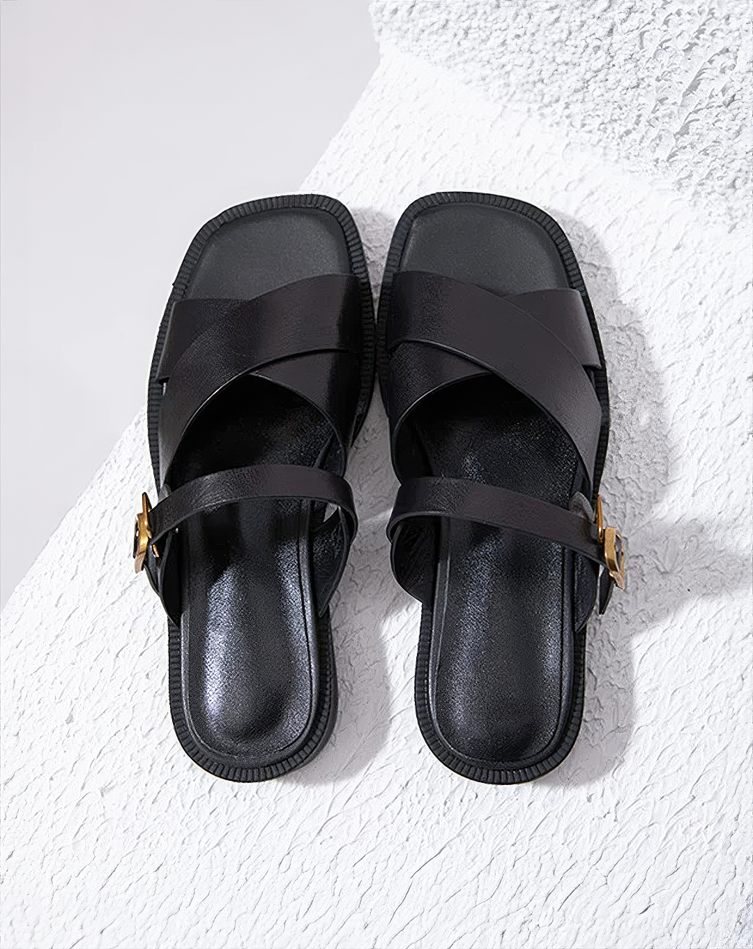 ♀本革／Flat Leather Strap Sandals