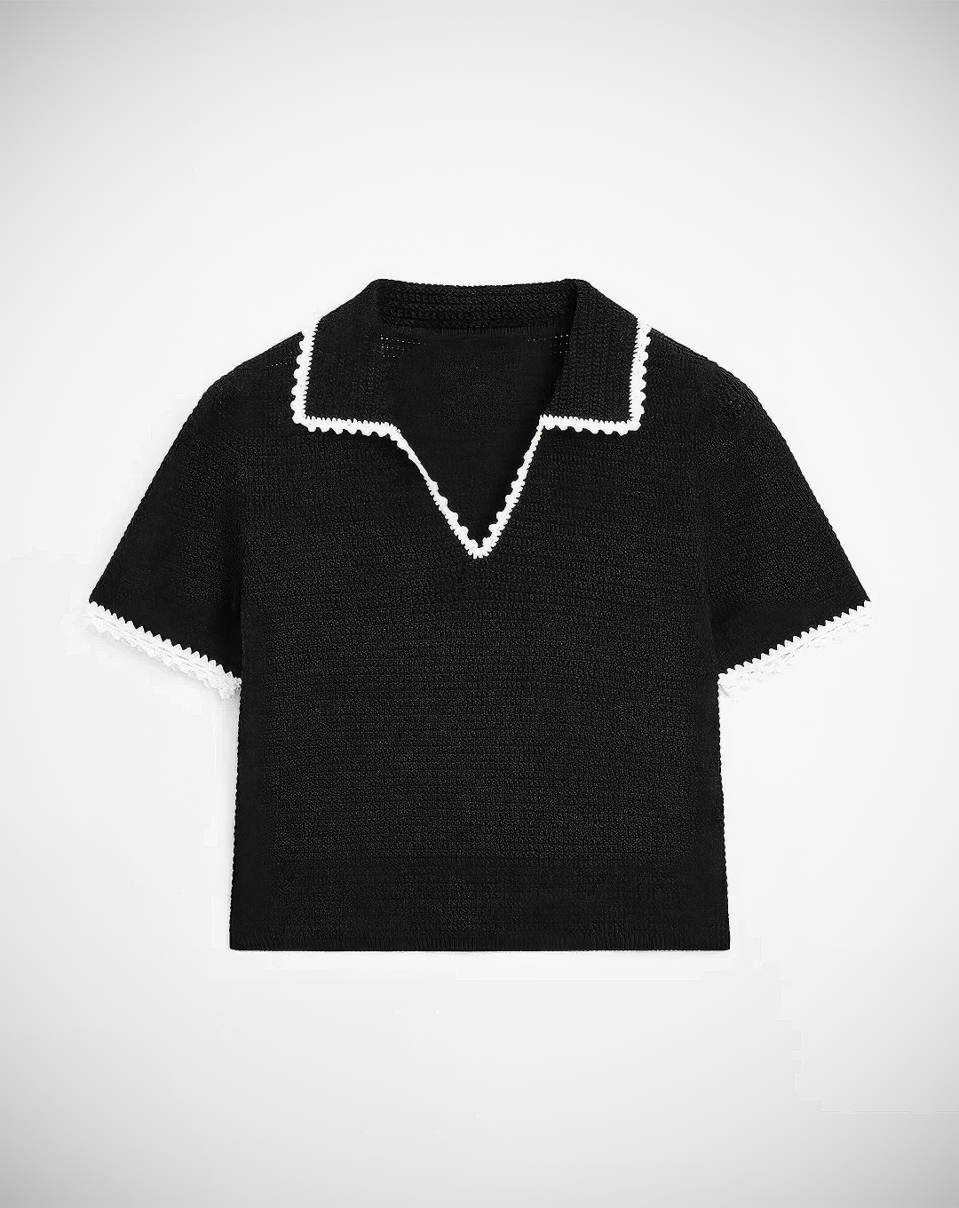 ♀Crochet Trim Polo Shirt