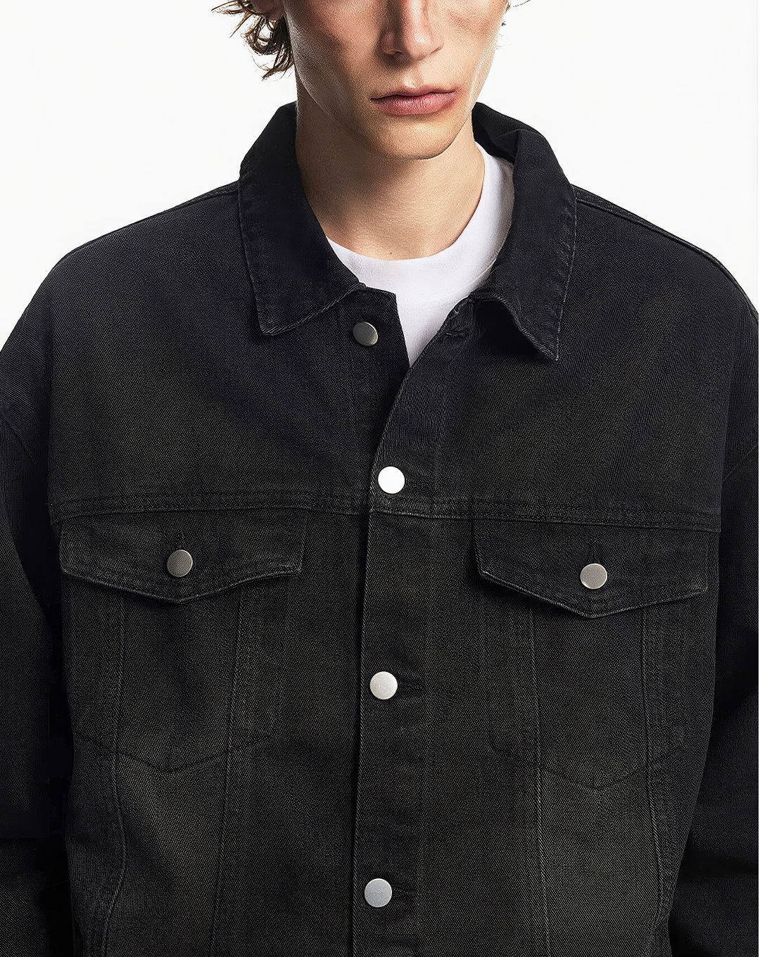 ♂♀Washed Black Denim Jacket