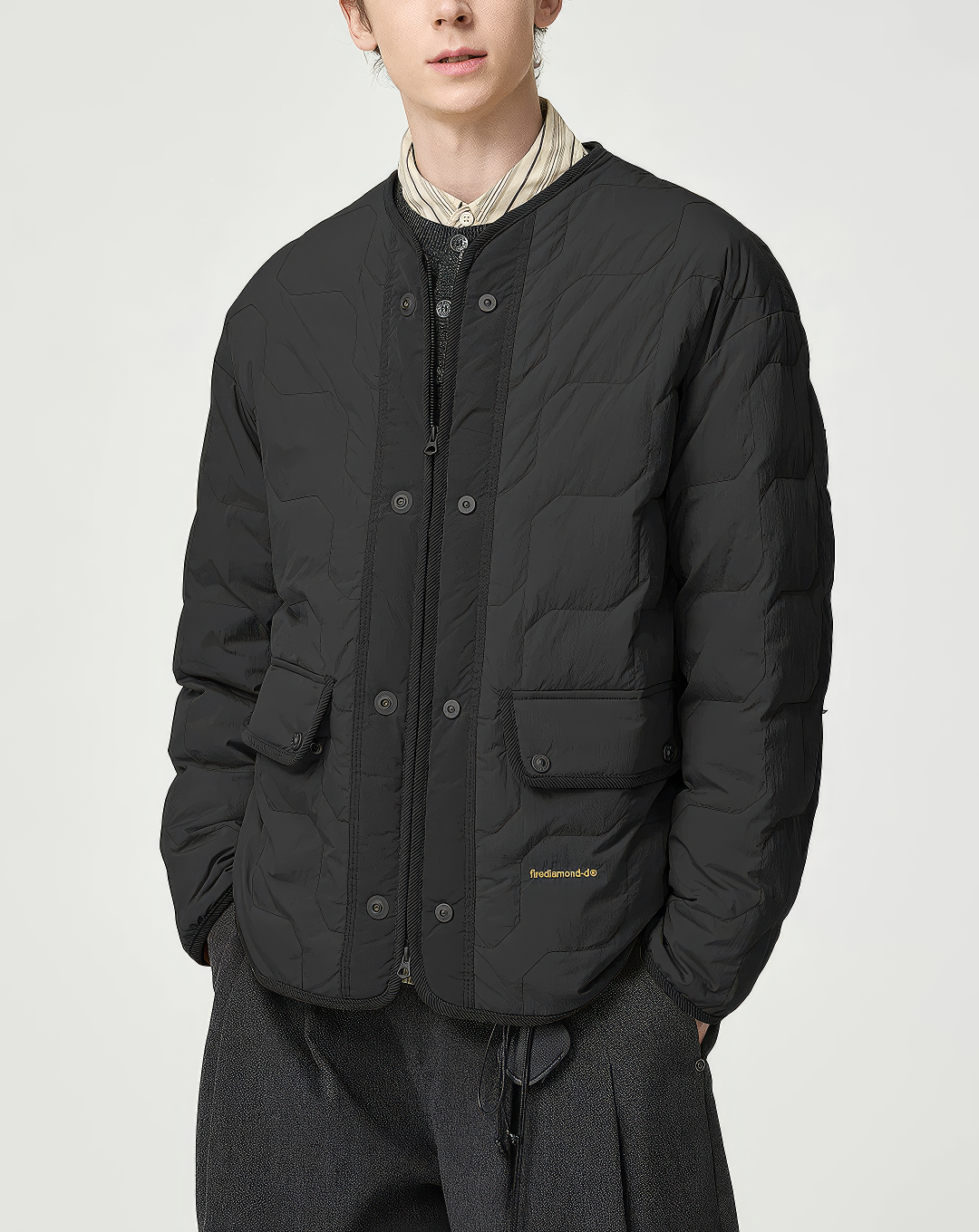 ♂Collarless Quilted Down Jacket