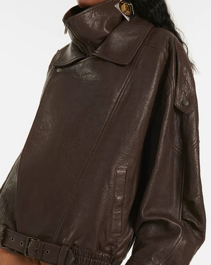 ♀本革／Belted Riders Leather Jacket