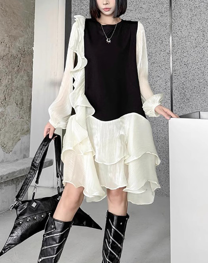 ♀Tiered Switching Dress