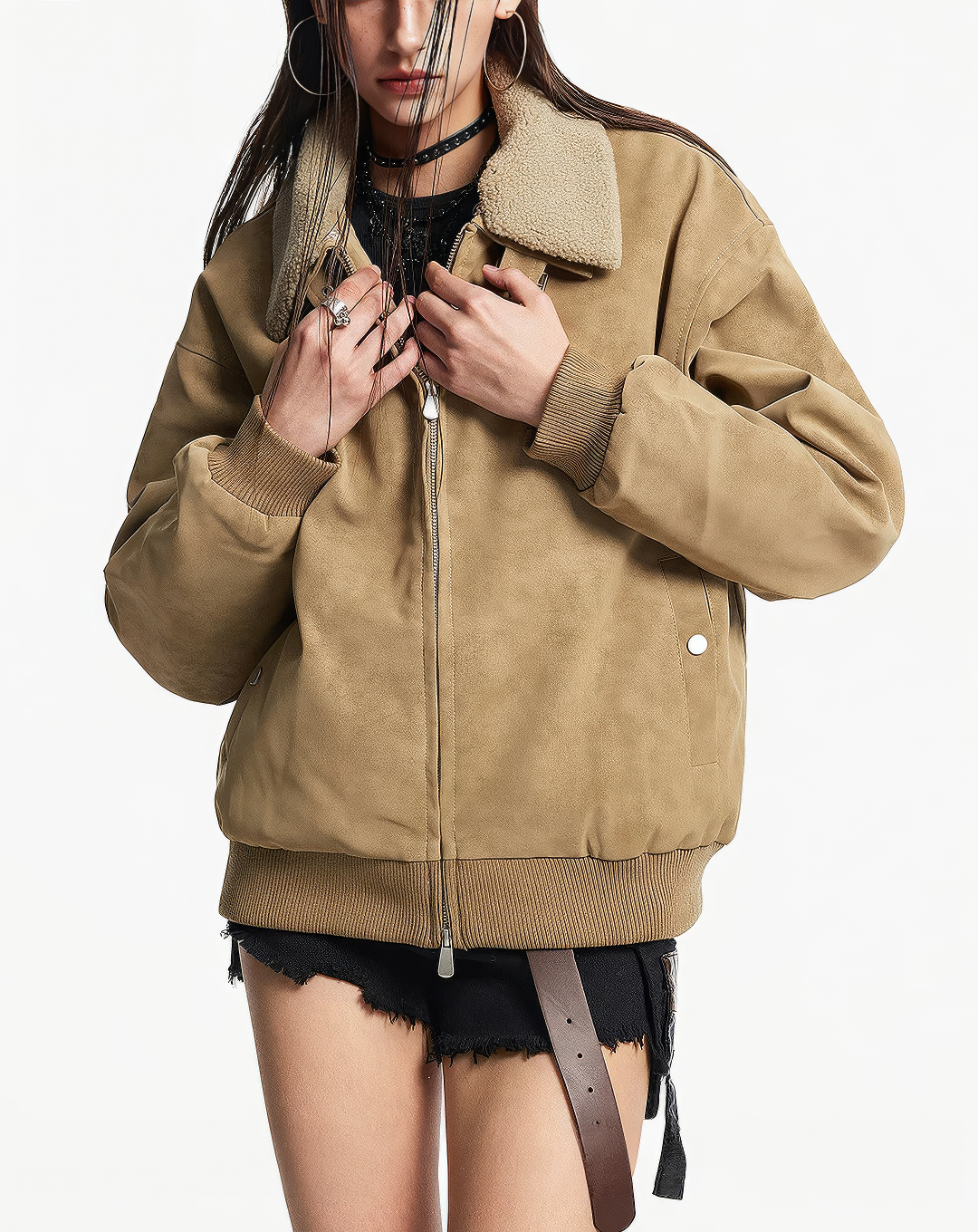 ♂♀ Faux Shearling Bomber Jacket