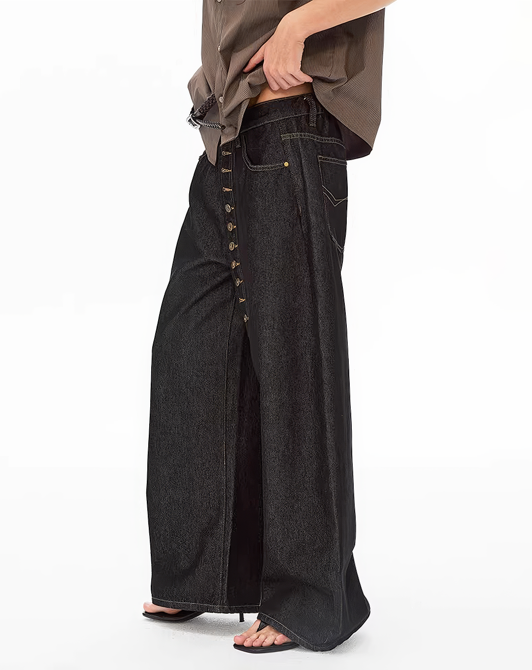 ♀Multi Button Wide Pants