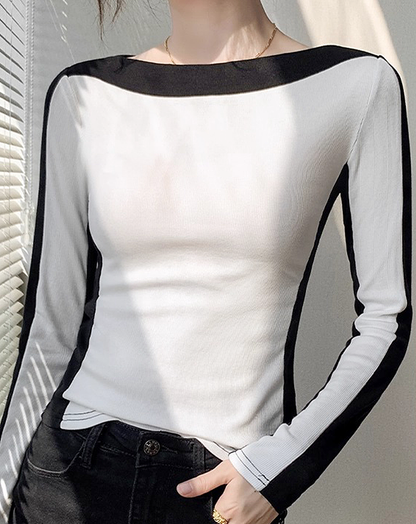 ♀Bold Contrast Line Shirt