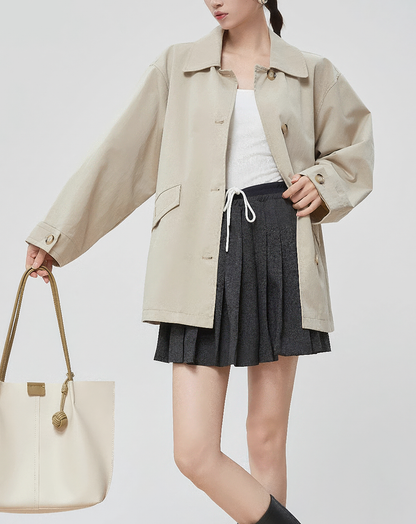 ♀Drawstring Hooded Field Jacket