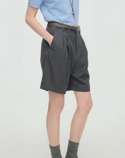 ♂♀Pleated Wide Half Shorts