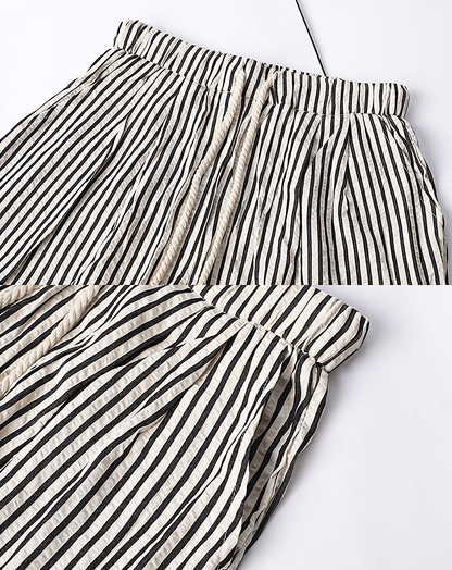 ♀Striped Drawstring Pants