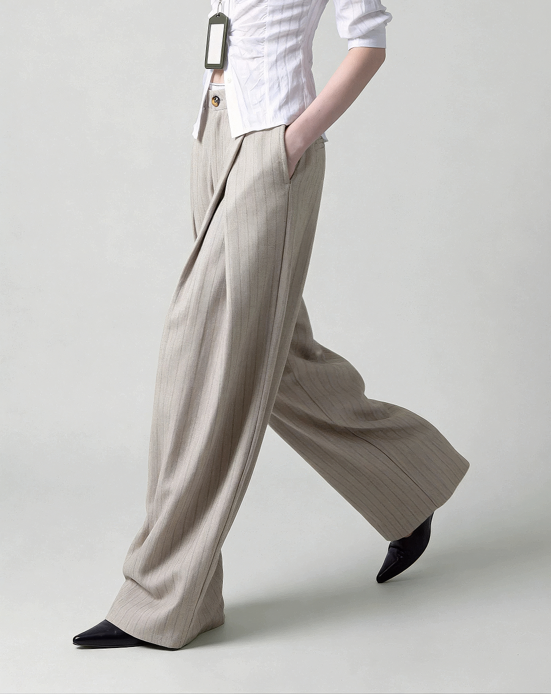 ♂♀Pinstripe Wrap Wide Pants