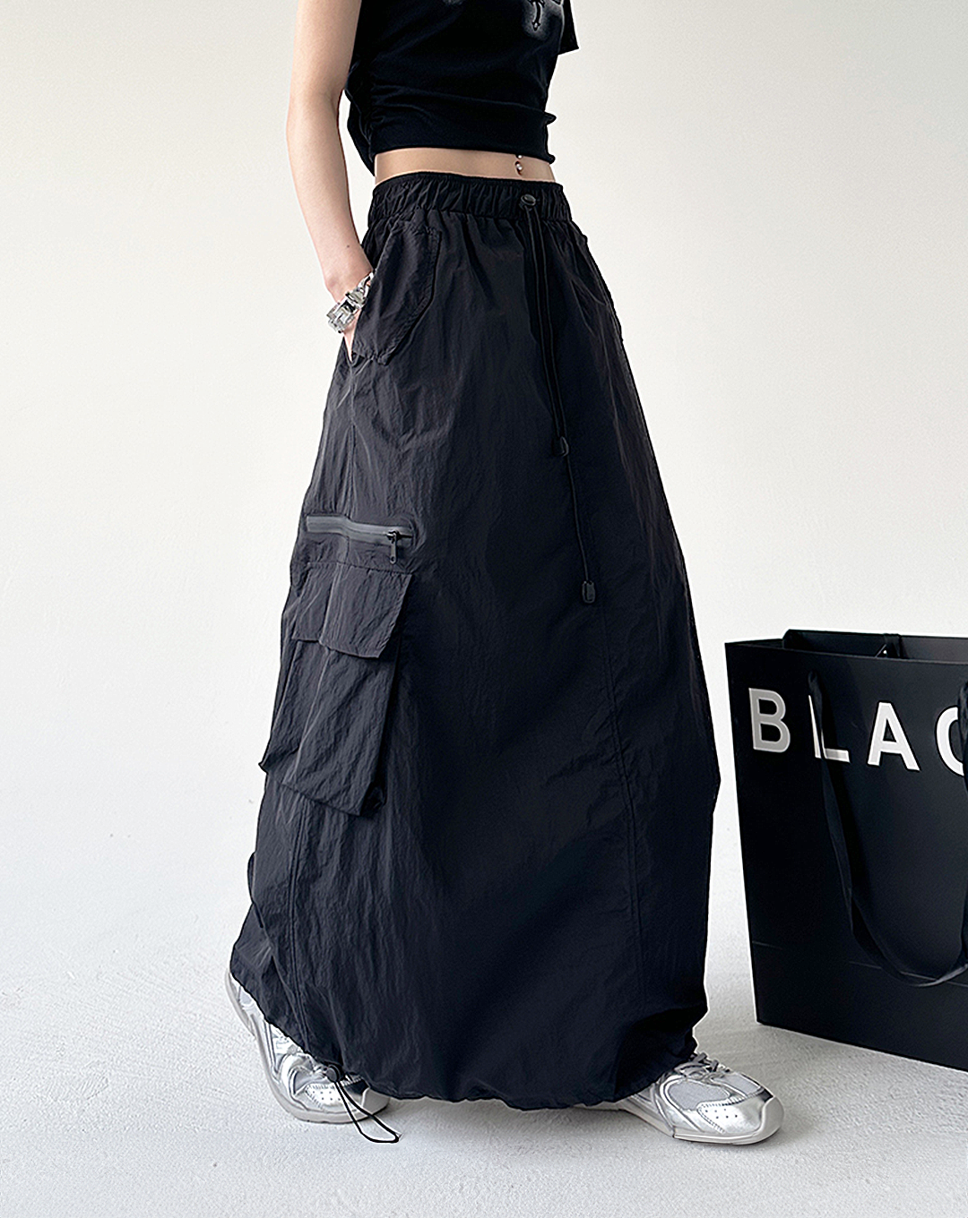 ♀Drawstring Long Skirt