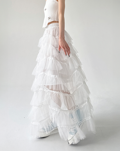 ♀Tiered Tulle Skirt