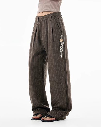♂♀Pinstripe Loose Straight Trousers