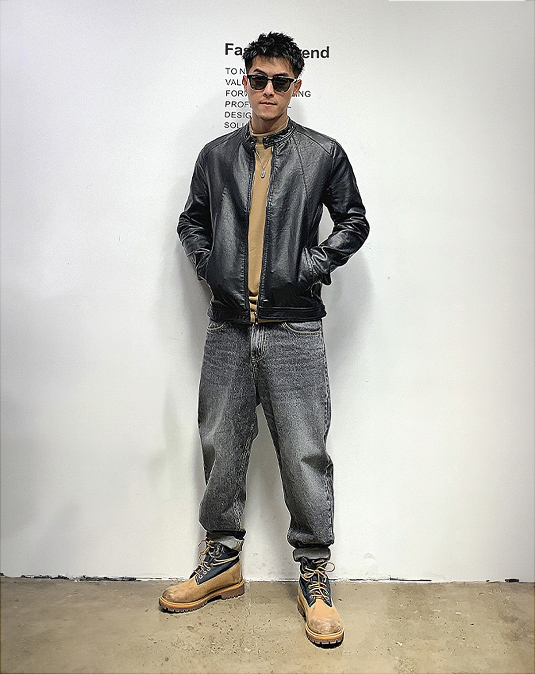 ♂Stand Collar Leather Jacket