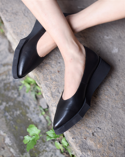 ♀本革／Pointed Toe Platform Pumps