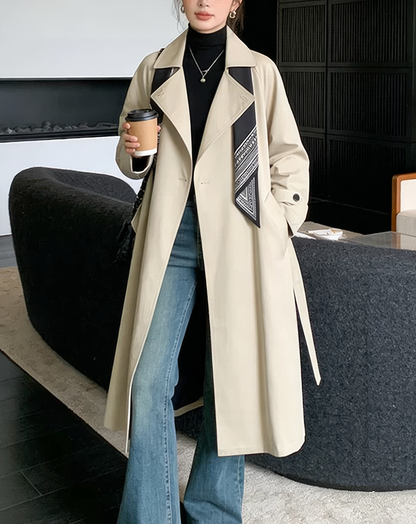 ♀Scarf Accent Trench Coat