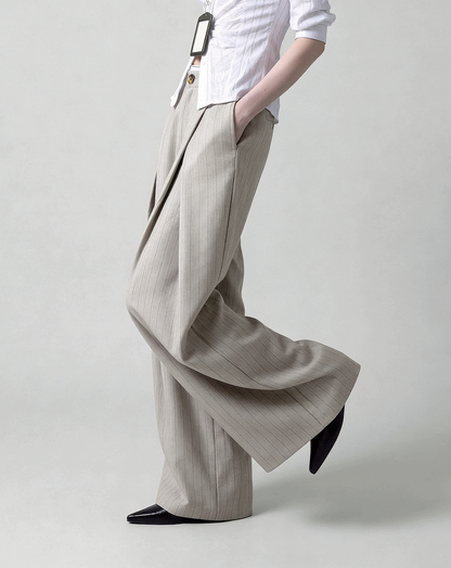♂♀Pinstripe Wrap Wide Pants