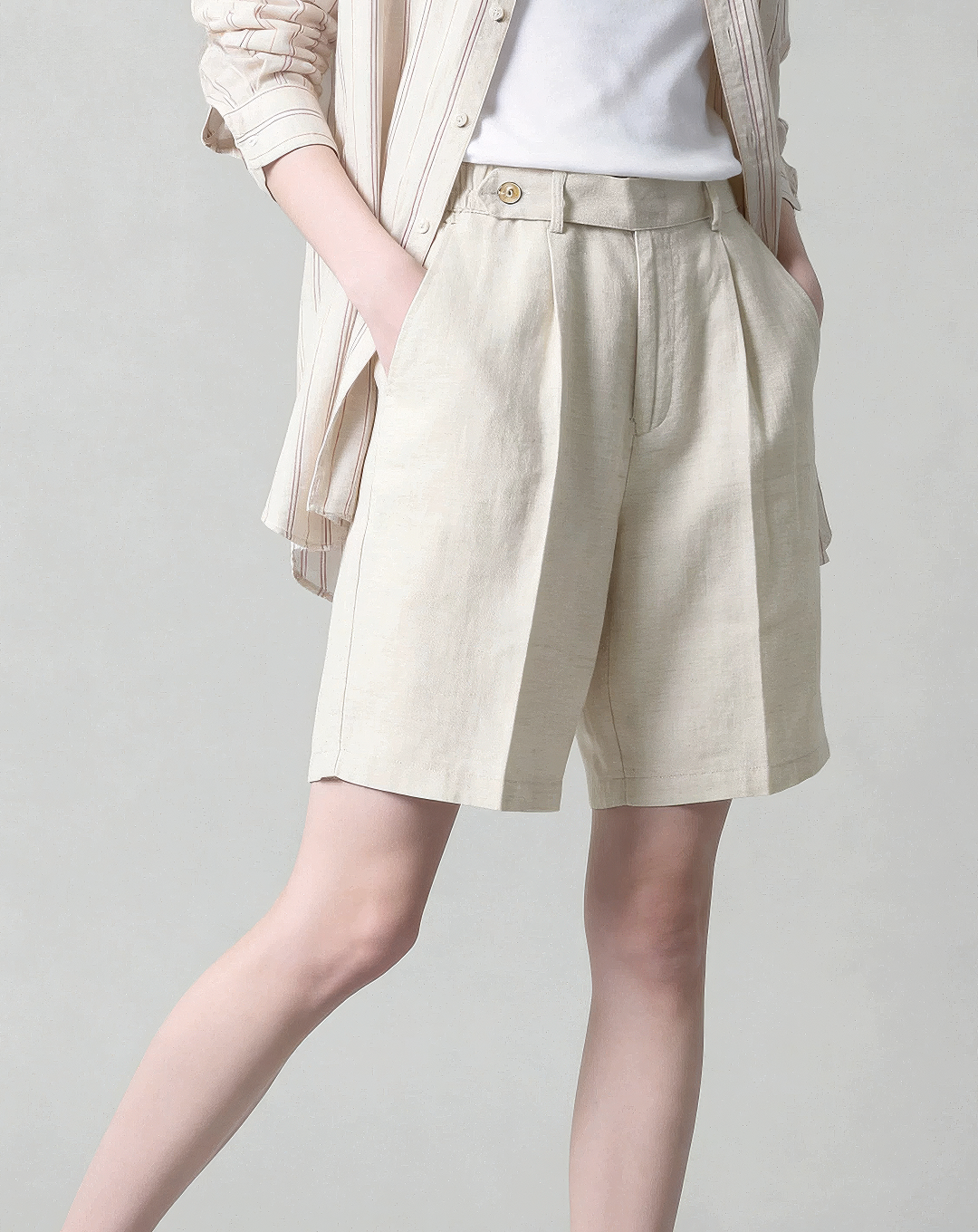 ♂♀Tab Waist Pleated Shorts