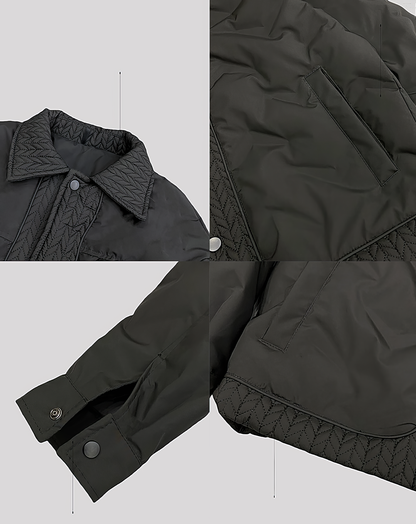 ♂Textured Quilt Collar Jacket