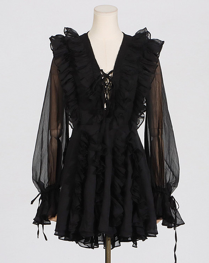 ♀Frill Chiffon Dress